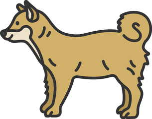 柴犬（線画カラー）のイラスト