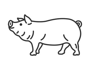 ブタ（線画）のイラスト