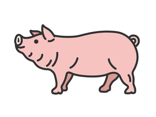 ブタ（線画カラー）のイラスト