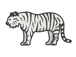 ホワイトタイガー（線画カラー）のイラスト