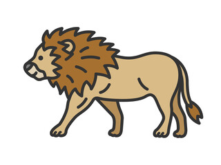 ライオン（線画カラー）のイラスト