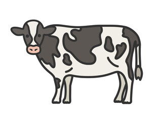 ホルスタイン牛（線画カラー）のイラスト