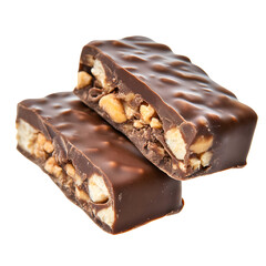 Milk Chocolate Bar with Marshmallow and Biscuit Filling isolated on transparent