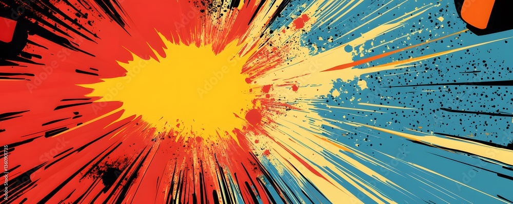 Poster Colorful pop art explosion background creating dynamic visual effect
