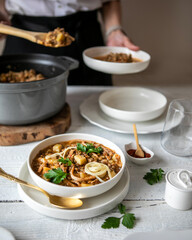 Lentil soup with noodles