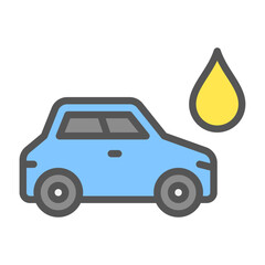 gas car filled outline icon, gas vehicle color line illustration.
