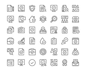 Check mark icons. Outline symbols collection. Premium vector line icons set