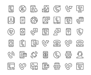 Phone icons. Outline symbols collection. Premium vector line icons set