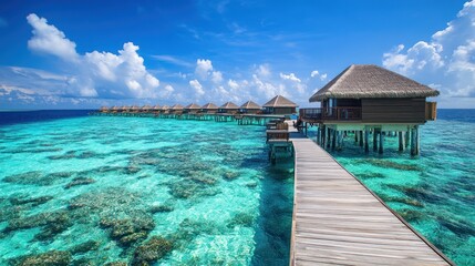 Idyllic Maldives Escape: Overwater Bungalows on Turquoise Waters Paradise