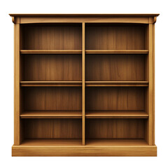 Empty wooden bookcase classic design home furniture storage shelves,