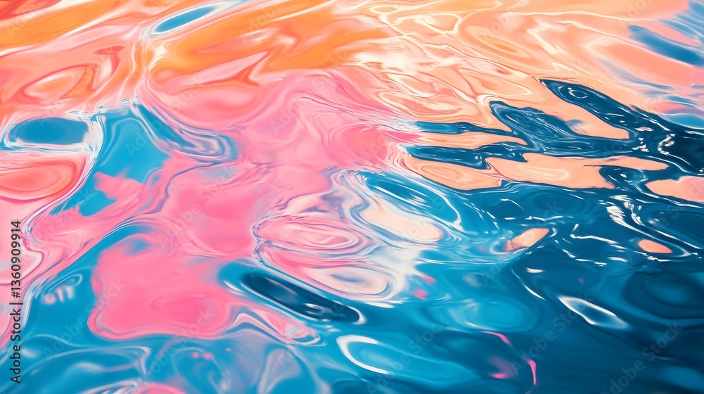 Poster Colorful abstract background reflecting on water surface creating unique pattern