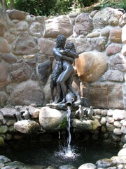 Beautiful decorative bronze statue of satyrs and nymph