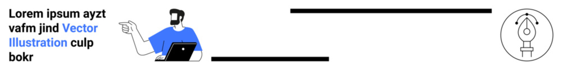 Man using a laptop gestures during work. Abstract lamp design showcasing creativity and innovation. Ideal for teamwork, productivity, design thinking, collaboration, innovation, presentation, flat