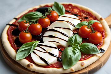 Fresh Bruschetta with Tomatoes and Basil on a Plate