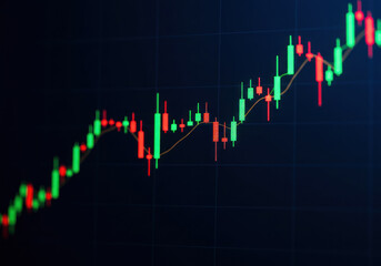 Stock chart showing candles and wicks, signaling market volatility and price movements. Financial analysis in progress on a digital screen.