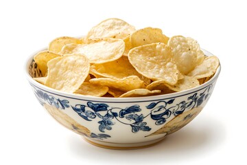 Nachos chips in bowl on white background