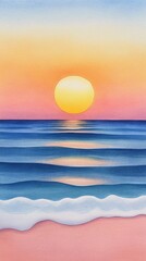 Obraz premium Earth Day. Pastel Sunset Over Calm Ocean Waves on Pink Sand Beach
