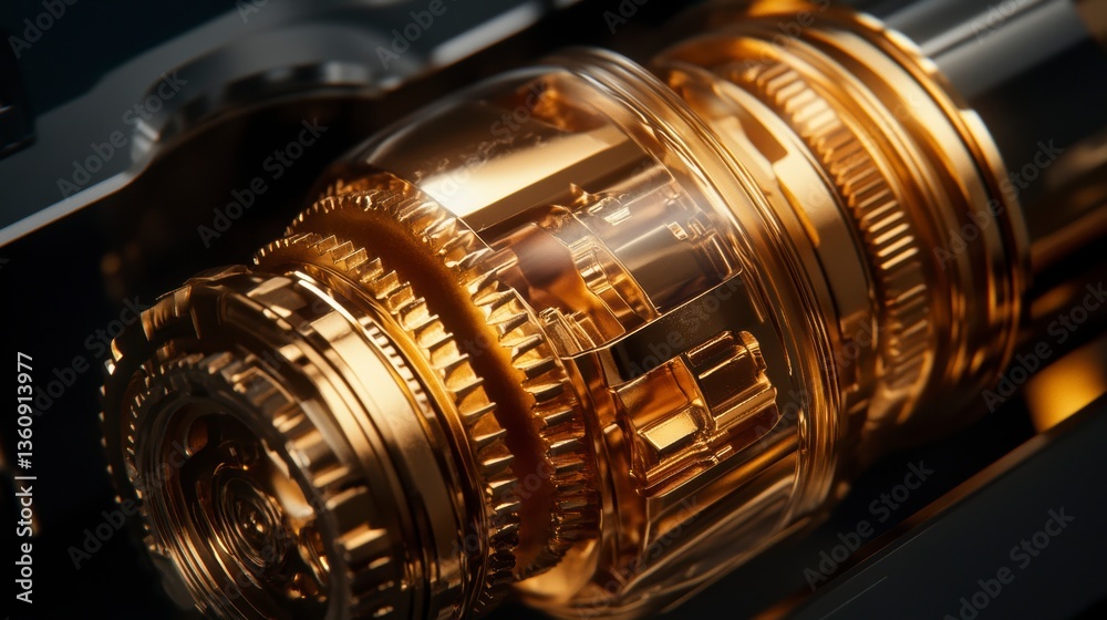 Poster Close-up of intricate gold gears and mechanisms.