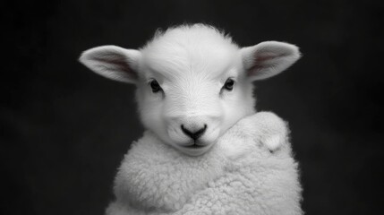 Obraz premium Innocent lamb, close-up portrait