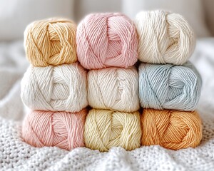 Colorful Yarn Balls Stacked. (1)