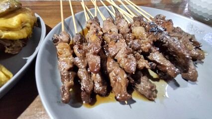 Sate maranggi or satay is indonesian traditional food.