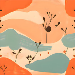 Abstract Bengal Landscape-Inspired Textile Pattern