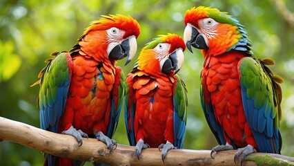 Obraz premium Lovebirds in Brazil: Parrots Embracing on Dia dos Namorados