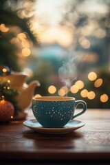 Fototapeta premium Hot tasty tea is served. Healthy drink. Relaxation.