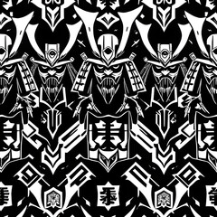 Cyber Samurai Monochrome &ndash; Abstract Futuristic Warrior Pattern