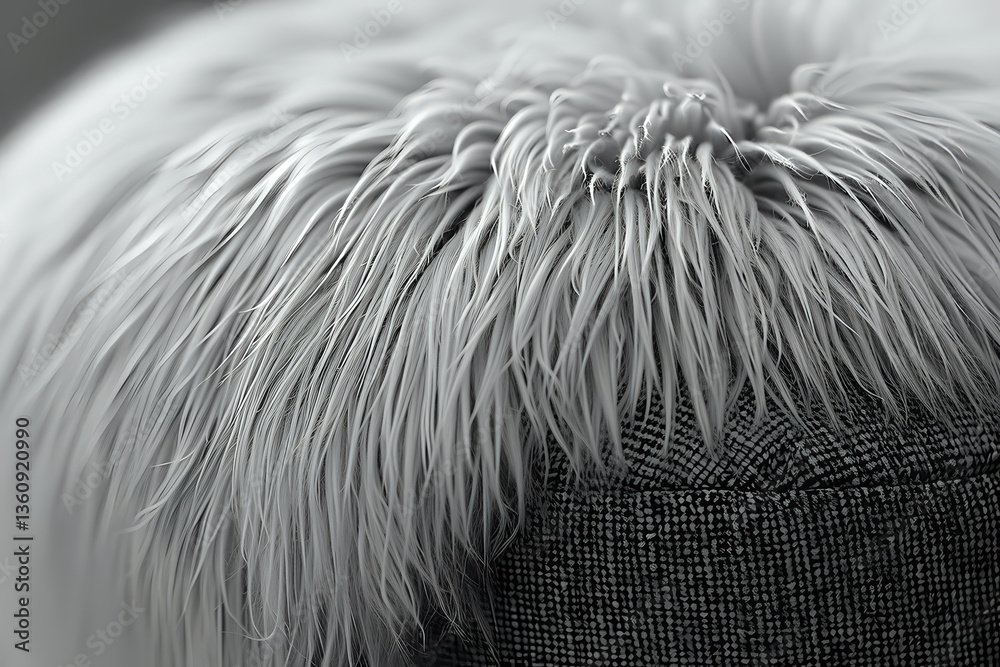 Poster extreme close-up of white feathers creating soft textural pattern against dark fabric background, sh