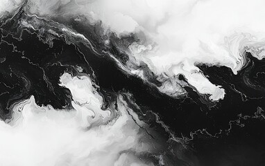 Abstract Ink Flow, Black and White