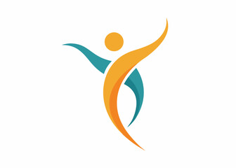 Abstract Wellness Symbol: A dynamic and uplifting visual representation of a person reaching for well-being, embodying vitality and balance with flowing lines and vibrant colors.