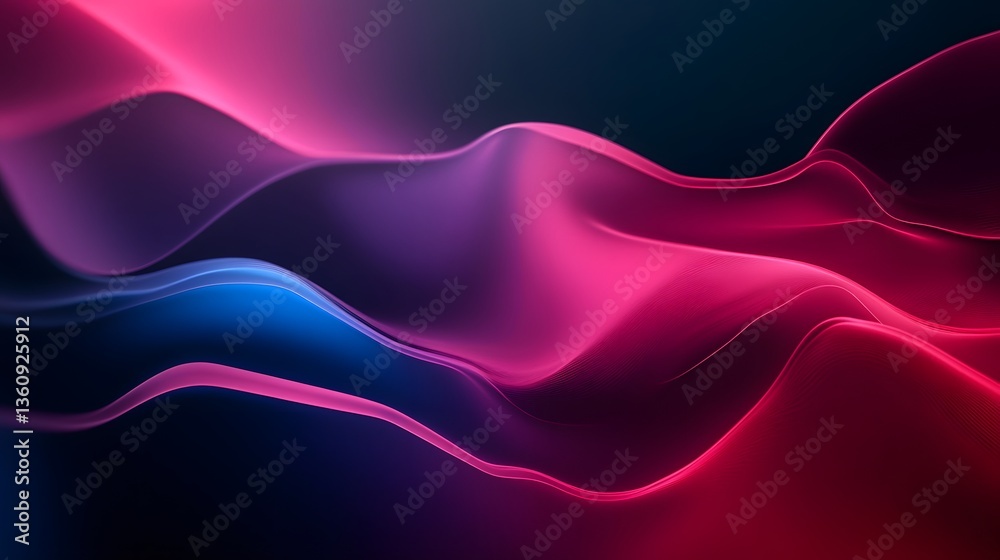 Poster Abstract flowing pink and blue waves creating a dynamic background