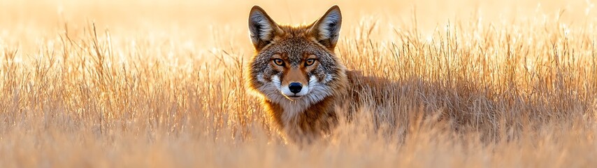 Obraz premium Coyote in Golden Grassland.