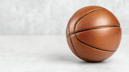 Obraz premium Brown Leather Basketball on Gray Surface