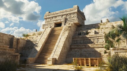 A Mayan temple under construction, stone carvings in progress --ar 16:9 --v 6.1 Job ID: 08660c12-a65f-47bd-959b-3e4ef5bfa0d1