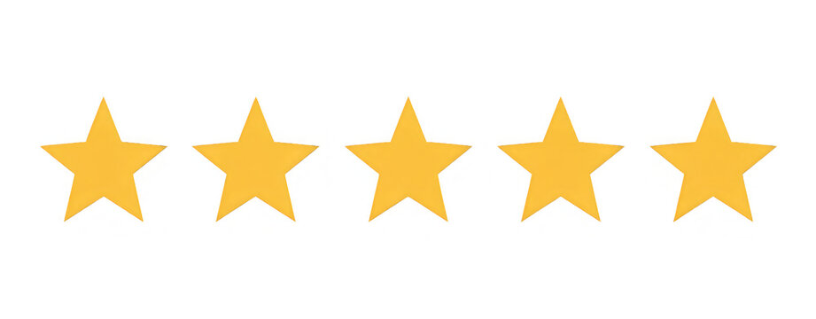 5 stars yellow score ranking review sing isolated on white background  
