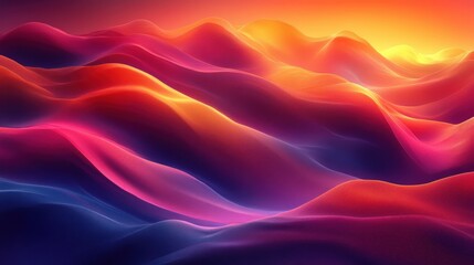 Obraz premium Colorful Abstract Waves with Soft Curves and Fluid Motion in Sunset