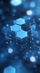 Obraz premium Abstract Blue Hexagon Network Digital Technology Background