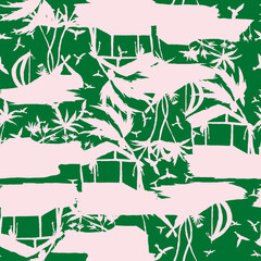 Tropical pattern, floral, leaves. Digital print in Repeat (rapport), Resolution 300 DPI, ideal for fashion, decoration and stationery.