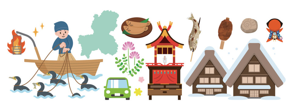 岐阜のイラストセット