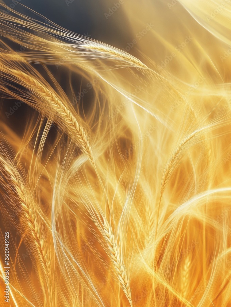 Aufkleber Transforming golden wheat into glowing energy waves in a dreamy abstract background Generative AI