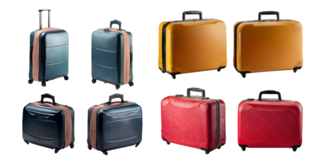 Colorful Selection of Stylish Luggage for Travel Enthusiasts, isolated on transparent background