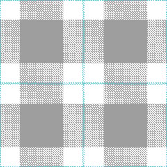 Obraz premium Muted White Seamless Tartan with Warm Bright Aqua accents Textile Design