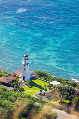 Diamond Head Lighthouse is a United States Coast Guard facility located on Diamond Head in Honolulu Hawaii, USA. Selective focus