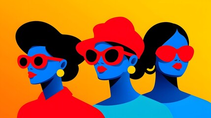 Fototapeta premium Vibrant portrait of stylish people