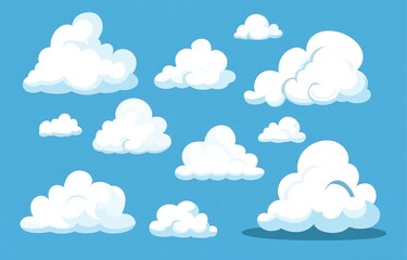 Cartoon Clouds Floating in Blue Sky for Graphic Design Projects