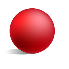 Glossy red sphere. Polished 3D ball. Geometric circular object. Isolated vector design.