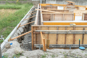 住宅の基礎工事の様子・ベタ基礎・コンクリート・土間コン
