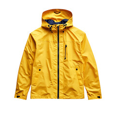 A Practical Rain Jacket in Vibrant Yellow Isolated on Transparent Background